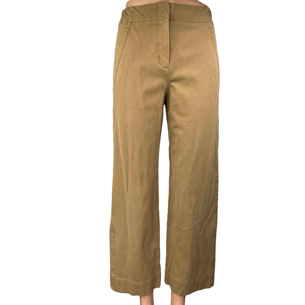Kit and Ace Womens Beige Tan High Waist Straight Wide Leg Trousers Dress Pants 2
